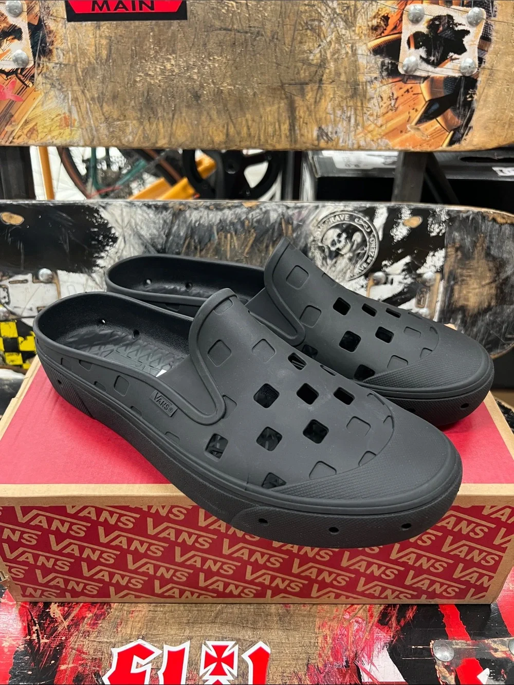 Vans Men's Black Slip-On Clog Sandals